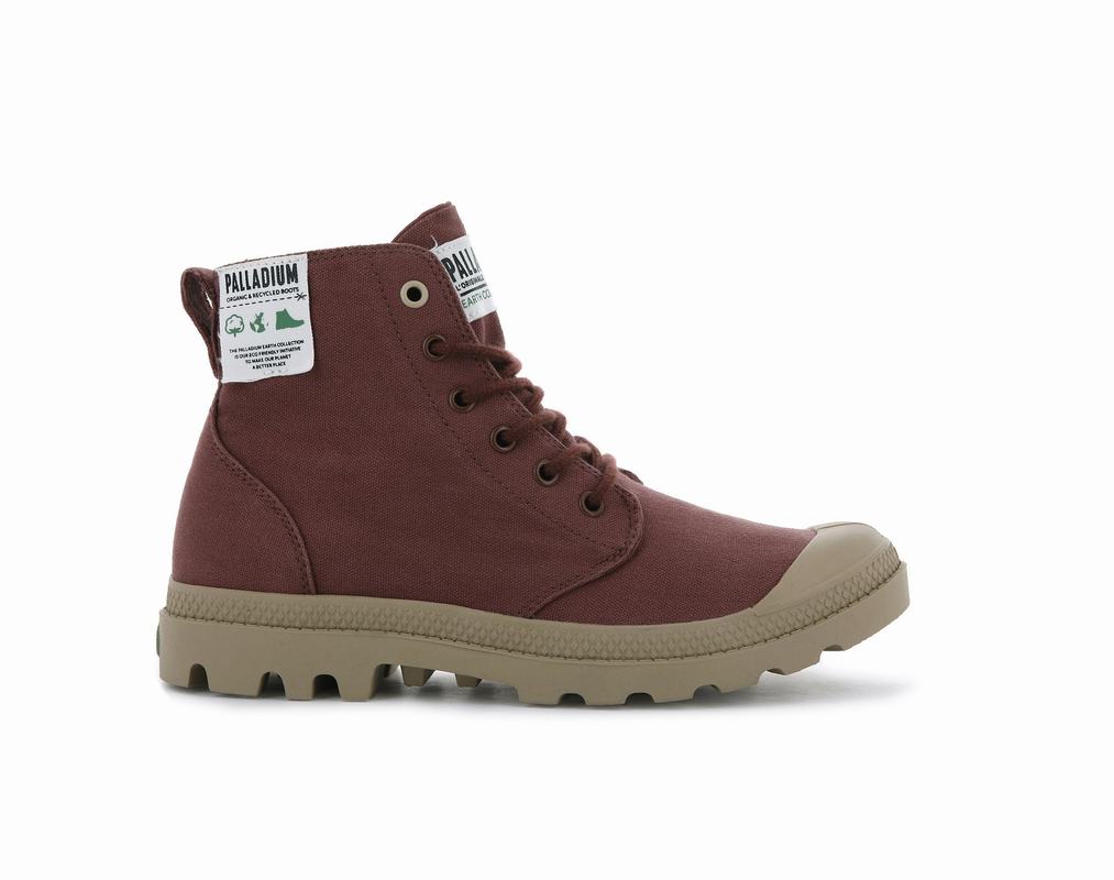 Palladium Pampa Hi Organic Mens Boots Dark Red Australia [LJVIKC-021]